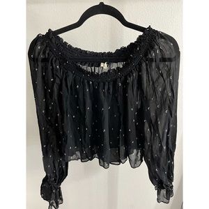large, black mesh blouse